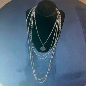 Vintage Silver Multi-Layered Cascading Locket Necklace